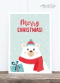 Postkarte: Eisbär mit Päckchen HF
