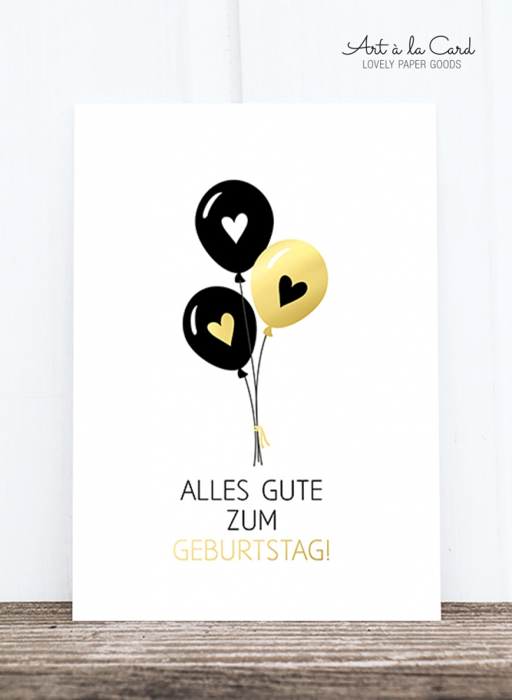 Bild 1 von Postkarte: Goldballons, Geburtstag M HF