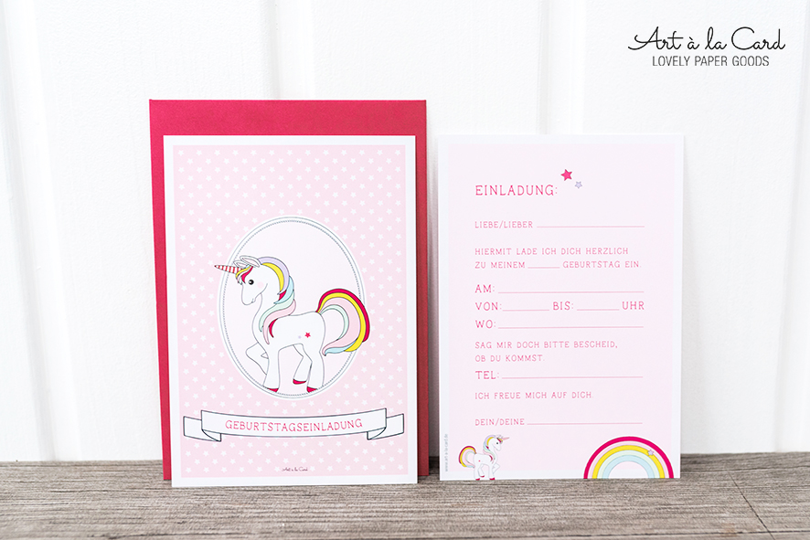 Geburtstagseinladungen Set Einhorn Art A La Card Lovely Paper
