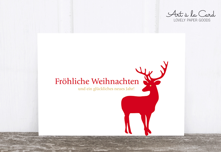 Bild 1 von Postkarte: Weihnachten, Hirsch, weiß