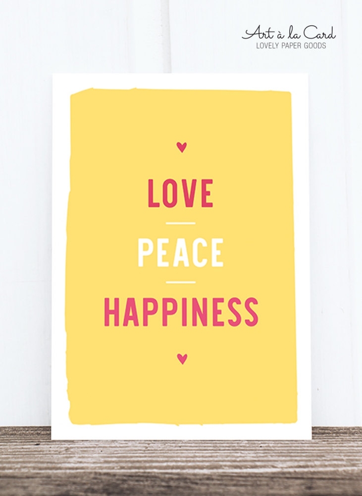 Bild 1 von Postkarte: Love, Peace, Happiness HF