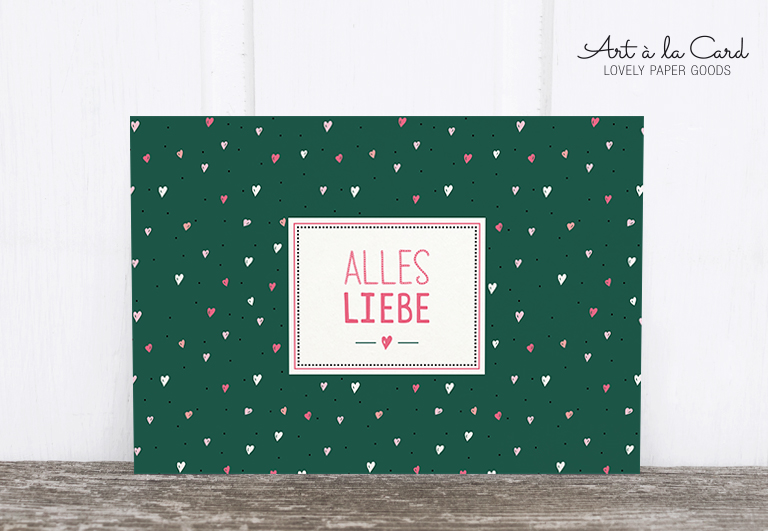Bild 1 von Holzschliff-Postkarte: Alles Liebe, grün