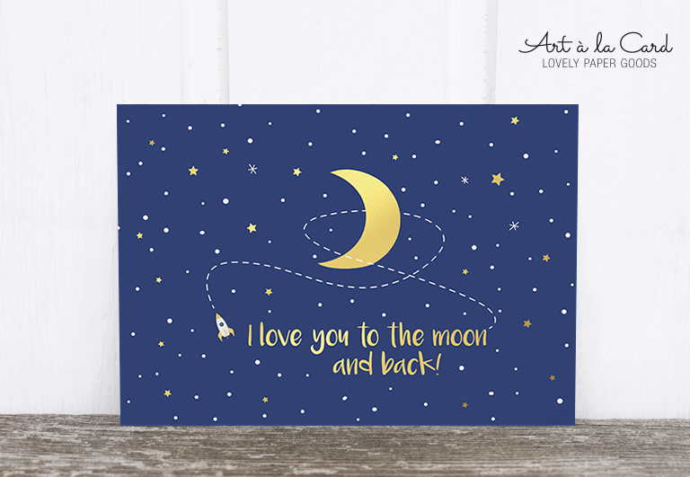Bild 1 von Holzschliff-Postkarte: I love you to the moon and back! M