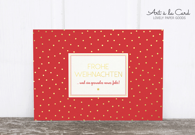 Bild 1 von Holzschliff-Postkarte: Weihnachten, goldene Pünktchen M