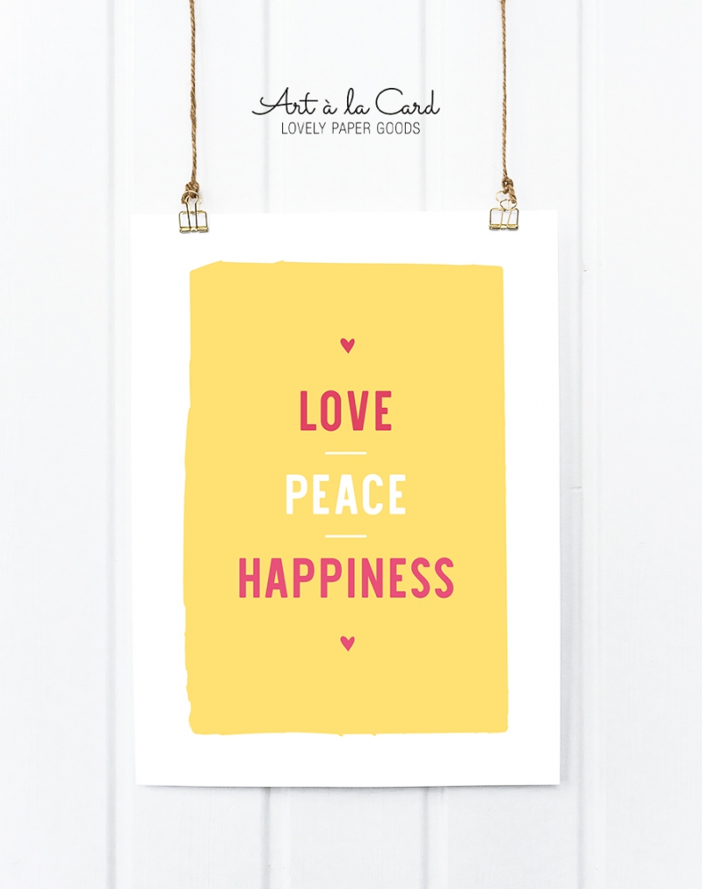Bild 1 von Kunstdruck: Love, Peace, Happiness