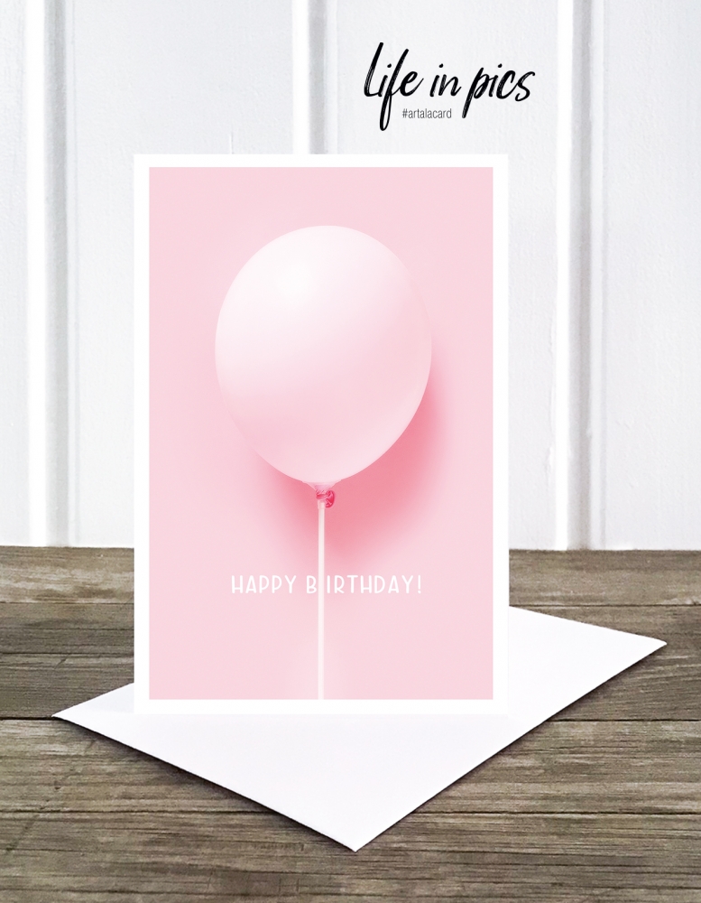 Bild 1 von Foto-Klappkarte: Pink balloon