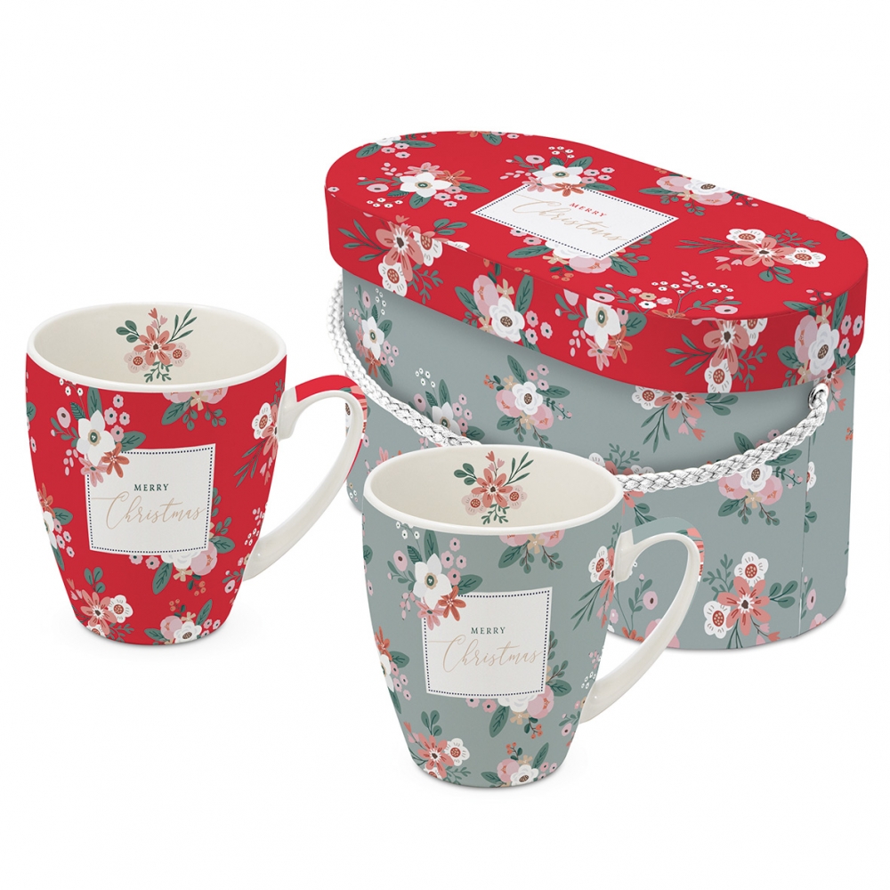 Bild 1 von Mug Set Gift Box: Christrosen Christmas 2 Mug Set red/eucalyptus