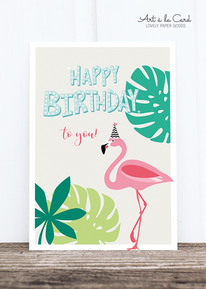 Bild 1 von Postkarte: Flamingo Geburtstag HF