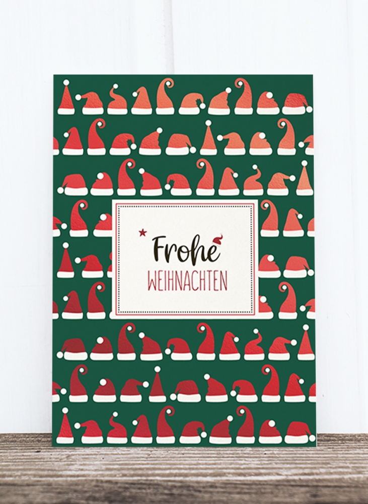 Bild 1 von Holzschliff-Postkarte: Weihnachtsmützen RM
