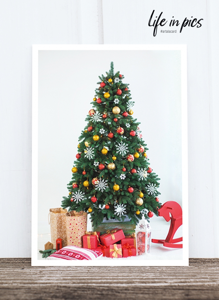 Bild 1 von Foto-Postkarte: Red christmas tree