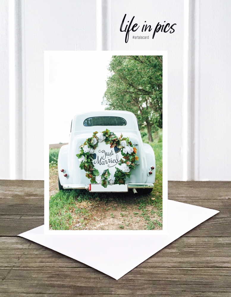 Bild 1 von Foto-Klappkarte: Wedding car