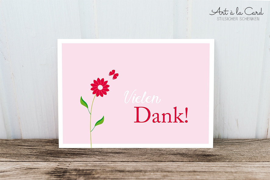 Bild 1 von Postkarte: Dank mit Blume, rosa