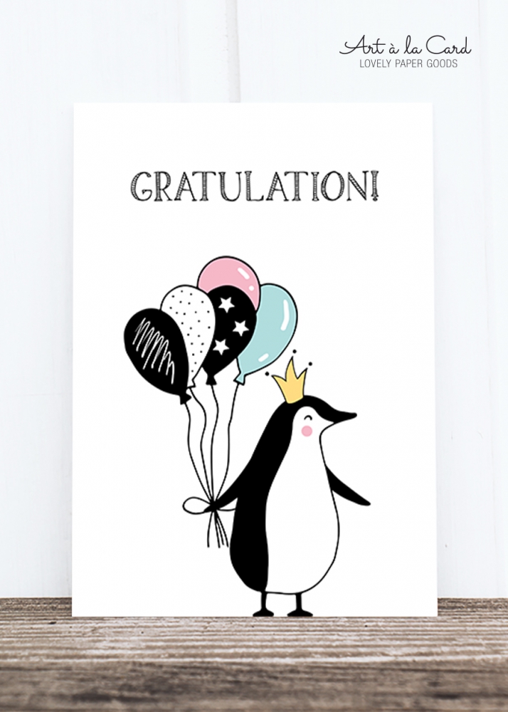 Bild 1 von Postkarte: Gratulation Pinguin HF