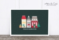 Postkarte: Weihnachtshäuschen, grün