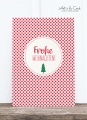Holzschliff-Postkarte: Frohe Weihnachten, rot HF