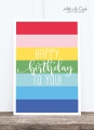 Postkarte: Happy Blockstreifen, Regenbogen HF