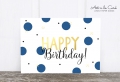 Postkarte: Happy Birthday, Kreise, blau M