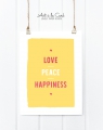 Kunstdruck: Love, Peace, Happiness