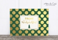 Holzschliff-Postkarte: Goldpunkte, grün M