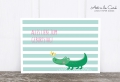 Postkarte: Krokodil mit Schmetterling