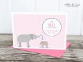 Klappkarte: Elefantentaufe, rosa