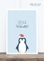 Postkarte: Pinguin mit Mütze HF