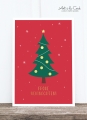 Postkarte: Weihnachtsbaum auf rot