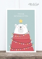 Postkarte: Bärchen, Lichterkette