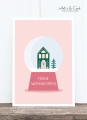 Postkarte: Schneekugel, rosa HF