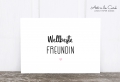 Postkarte: Weltbeste Freundin, schwarz-rosa