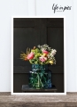 Foto-Postkarte: Flowers, black wall