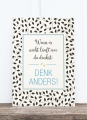 Postkarte aus Holzschliffpappe: Denk anders